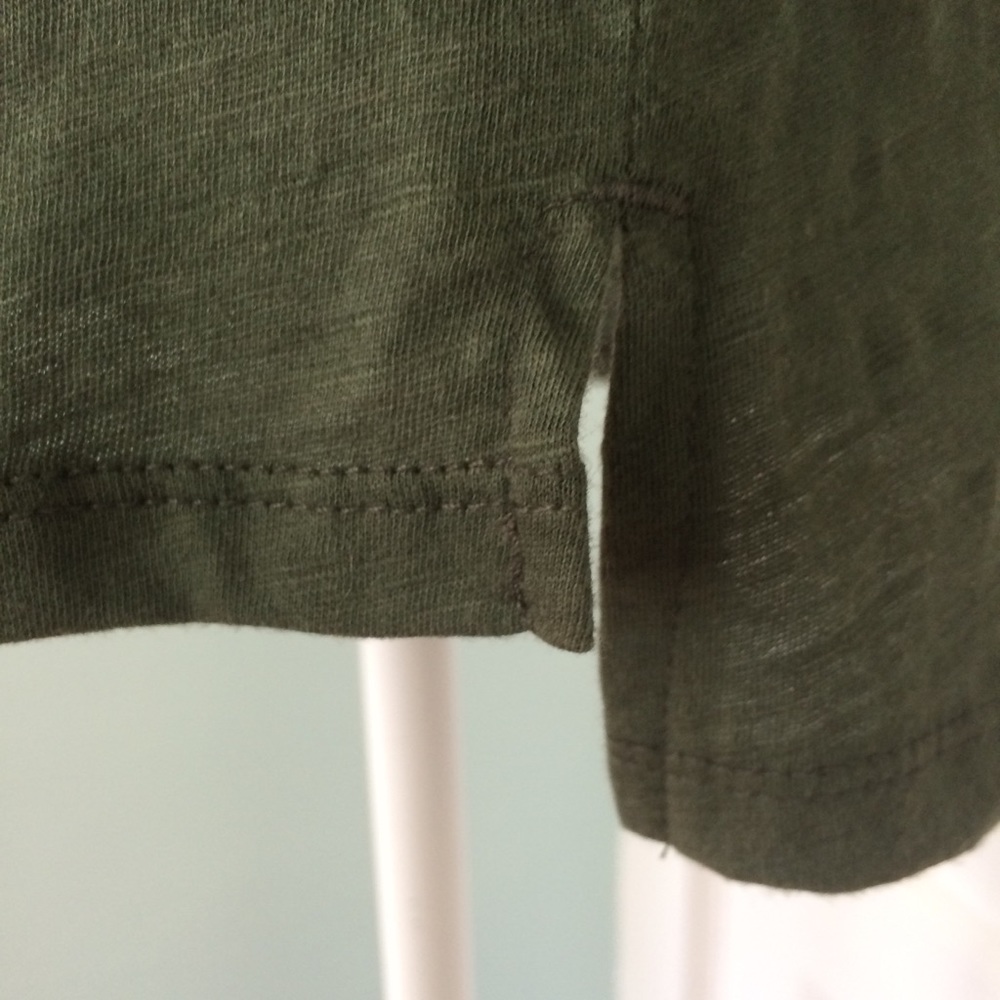 A New Day Tee Shirt Green Long Sleeve Normcore V-Neck Cotton Comfortable XS - Picture 3 of 6